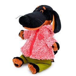 Собака Ваксон в теплом костюме с сердечком