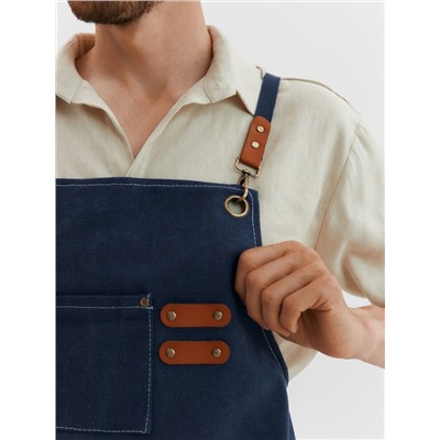 Фартук Этель с карманами, синий, 75×68 см, п/э 50%, хлопок 50%