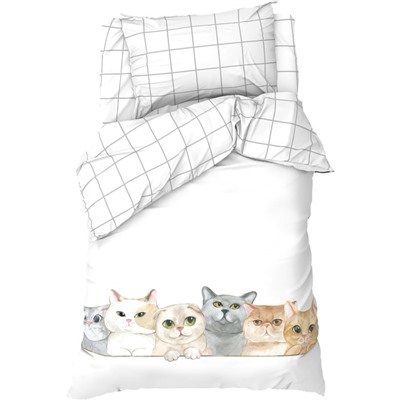 Постельное бельё 1.5-спальное «Этель» Happy cats, бязь