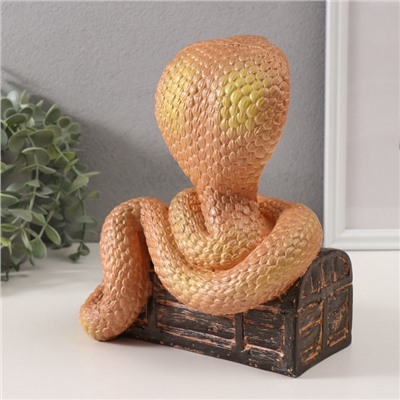 Фигурка гипс «Кобра на сундуке», 20×17×12 см, янтарный