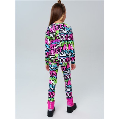 Термокомплект трикот. для девочек: фуфайка (футболка) с длин. рук, брюки