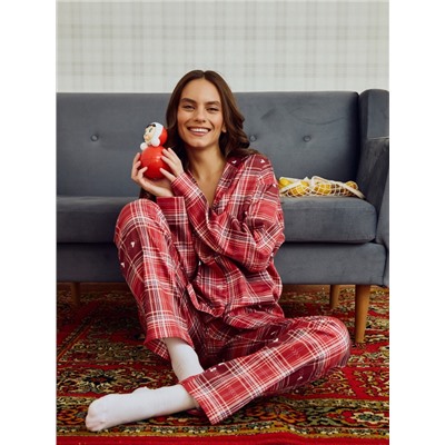 Пижама женская (рубашка, брюки) KAFTAN Red, размер 48-50