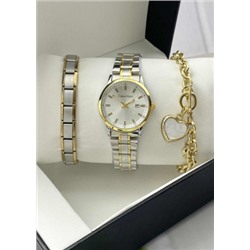 Подарочный набор для женщин часы, 2 браслета + коробка #22853085