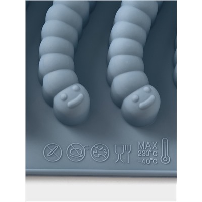 Форма для мармелада Доляна «Червячки», 20×10×1.5 см, силикон, голубая