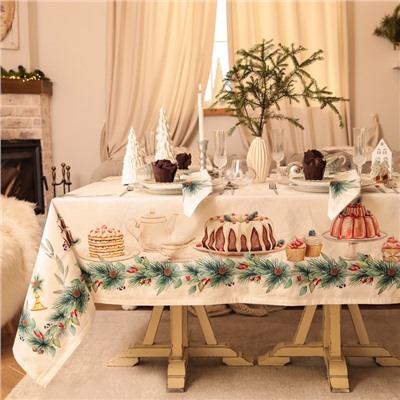 Скатерть новогодняя «Этель» New Years treat, 150×110 см ±3 см с ВГМО, 100% хлопок, саржа 190 г/м²