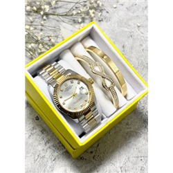 Подарочный набор для женщин часы, 2 браслета + коробка #22853247