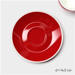 Кофейная пара Magistro Coffee time, чашка 180 мл, блюдце d=14.5 см, фарфор, красная