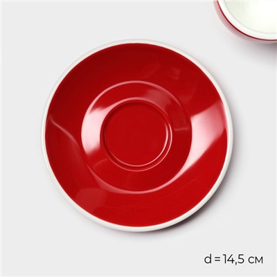 Кофейная пара Magistro Coffee time, чашка 180 мл, блюдце d=14.5 см, фарфор, красная
