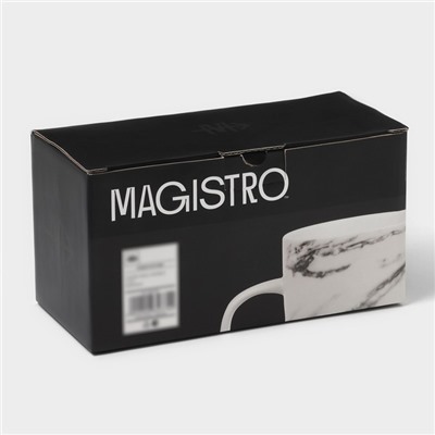 Кружки Magistro Real Marble, 400 мл, набор 2 шт., фарфор, белые