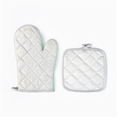 Кухонный набор Доляна Lemon, прихватка 17×17 см, рукавица 26×16 см,100% п/э