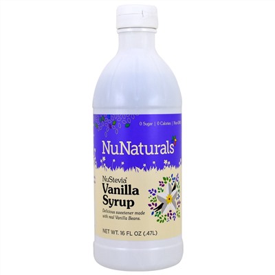 NuNaturals, NuStevia, ванильный сироп, 16 жидких унций (47 л)