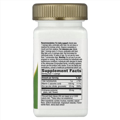 Nature's Way, цинк с витамином C и эхинацеей, вкус лесных ягод, 60 веганских пастилок