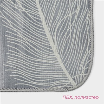 Коврики для ванной и туалета Доляна «Пёрышки», 2 шт., 50×80 см, 40×50 см, серые