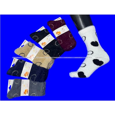 3 ПАРЫ - Ecosocks носки женские ангора НОРКА СЕРДЦЕ высокие арт. 6621