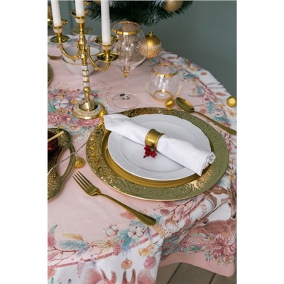 Скатерть новогодняя «Этель» Pink magic, d=220 см ±3 см с ГМВО, 100% хлопок, саржа 190 г/м²