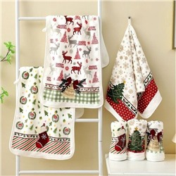 Полотенце из микрофибры "Новогоднее очарование" с атласной каймой 35*75 см.