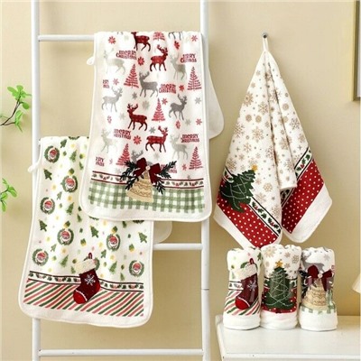 Полотенце из микрофибры "Новогоднее очарование" с атласной каймой 35*75 см.