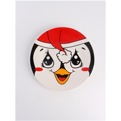Тарелка новогодняя плоская «Пингвиненок», d=20 см