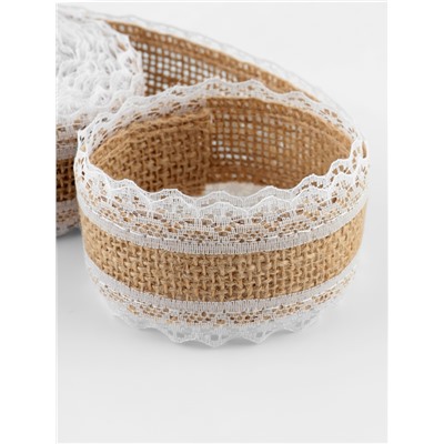 Лента холщовая «Кружево», натуральная, 37 мм, 4.5±0.5 м, белая