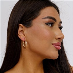 Серьги конго средние с рифленые коллекция "Xuping" покрытие позолота, Х000901552, арт.001.922