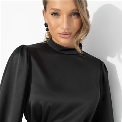 Платье приталенное из атласа, Притяжение элегантности (чёрная магия)