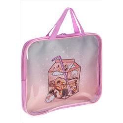 Папка-сумка на молнии с ручками А4, KAWAII (П-1485) с прозр вставкой, с дизайном, 350х265х40мм НАТАЛИ, 1033018