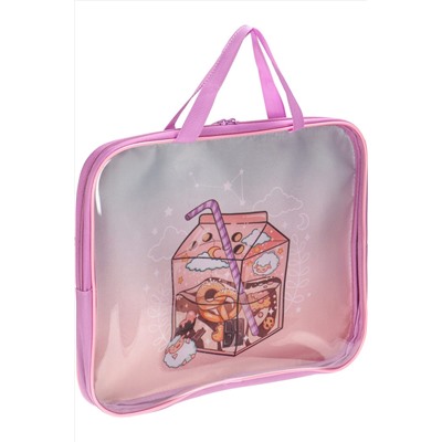 Папка-сумка на молнии с ручками А4, KAWAII (П-1485) с прозр вставкой, с дизайном, 350х265х40мм НАТАЛИ, 1033018