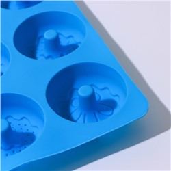 Форма для выпечки Доляна «Сладости. Пончики в глазури», силикон, 27.2×16.4×3.2 см, 6 ячеек, цвет МИКС