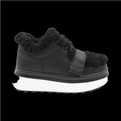 Ботинки на меху из натуральной кожи ZD8 черные