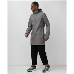 Парка спортивная мужская с капюшоном softshell серого цвета 9565Sr