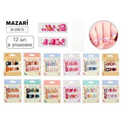 Ногти накладные, 12 шт ассорти 12 диз. блист.коробка M-20615 Mazari