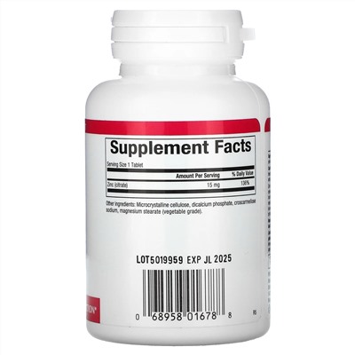 Natural Factors, цитрат цинка, 15 мг, 90 таблеток