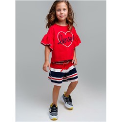 Комплект трикотажный для девочек: фуфайка (футболка), шорты