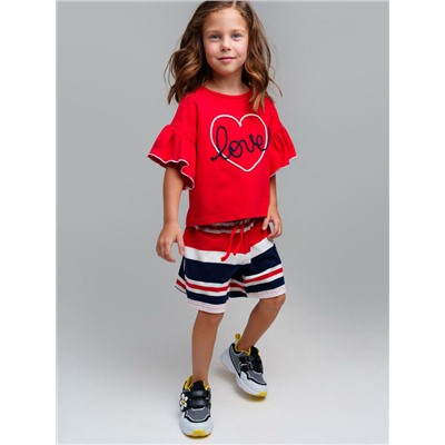 Комплект трикотажный для девочек: фуфайка (футболка), шорты