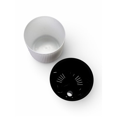 Кашпо для цветов «Фасет», 3.5 л, d=18 см, h=16.5 см, пластиковое, с автополивом, со вставкой, белое