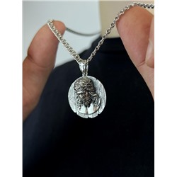 Подвеска религиозная из чернёного серебра - Спаситель, Иисус Христос 925 пробы П-001чИХ