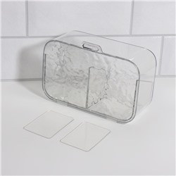 Органайзер для хранения, навесной, 2 секции, с клеевой основой, 17×6.5×10.5 см, прозрачный