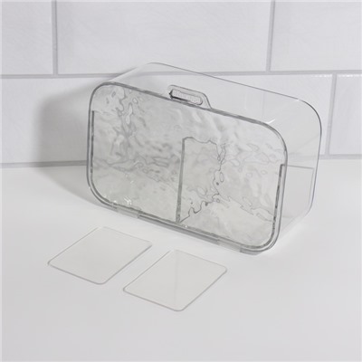 Органайзер для хранения, навесной, 2 секции, с клеевой основой, 17×6.5×10.5 см, прозрачный