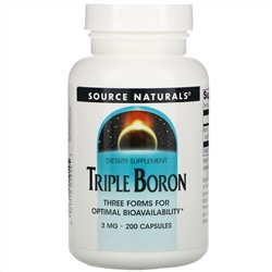 Source Naturals, Triple Boron, 3 мг, 200 капсул