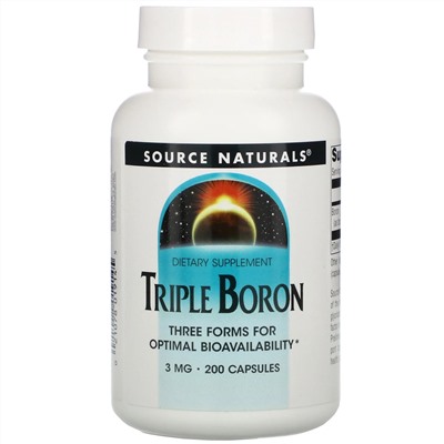 Source Naturals, Triple Boron, 3 мг, 200 капсул