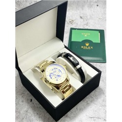 Подарочный набор для мужчины часы и браслет + коробка #22864904