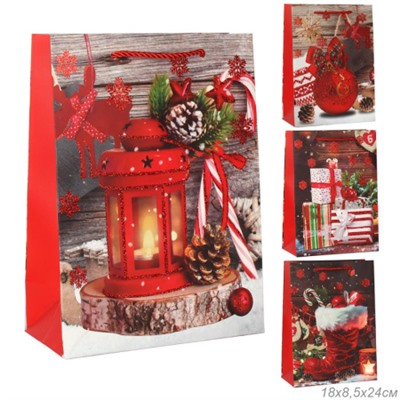 Пакет подарочный 18х24х8.5 / 362-56-S /уп 12/720/ микс Новый год