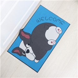 Коврик влаговпитывающий придверный «Доляна. Бульдог», без окантовки, 38×57 см, синий