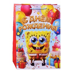 Пакет подарочный глянцевый "Желтая губка"