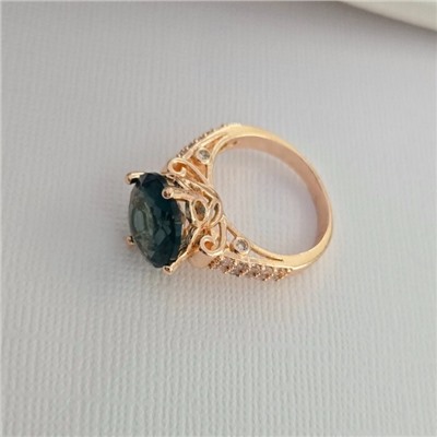 Кольцо 18 р ювелирная бижутерия коллекция "Дубай", покрытие позолота, вставка: фианиты и цирконы, цвет: синий и прозрачный, арт.414.127-18