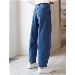 Джинсы barrel с декоративной стиркой из эластичного денима