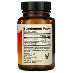 Dr. Mercola, витамины D3 и K2, 30 капсул