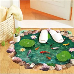 Наклейка 3D интерьерная "Пруд с рыбками"