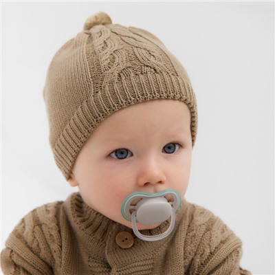 Комбинезон детский с шапочкой вязаный MINAKU, рост 56-62, цвет коричневый