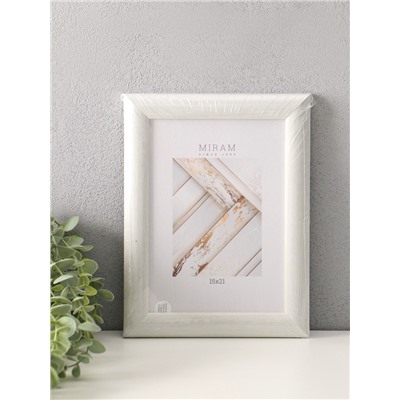 Фоторамка для фото 15×21 см «МИРАМ», пластик, белый, (пластиковый экран)